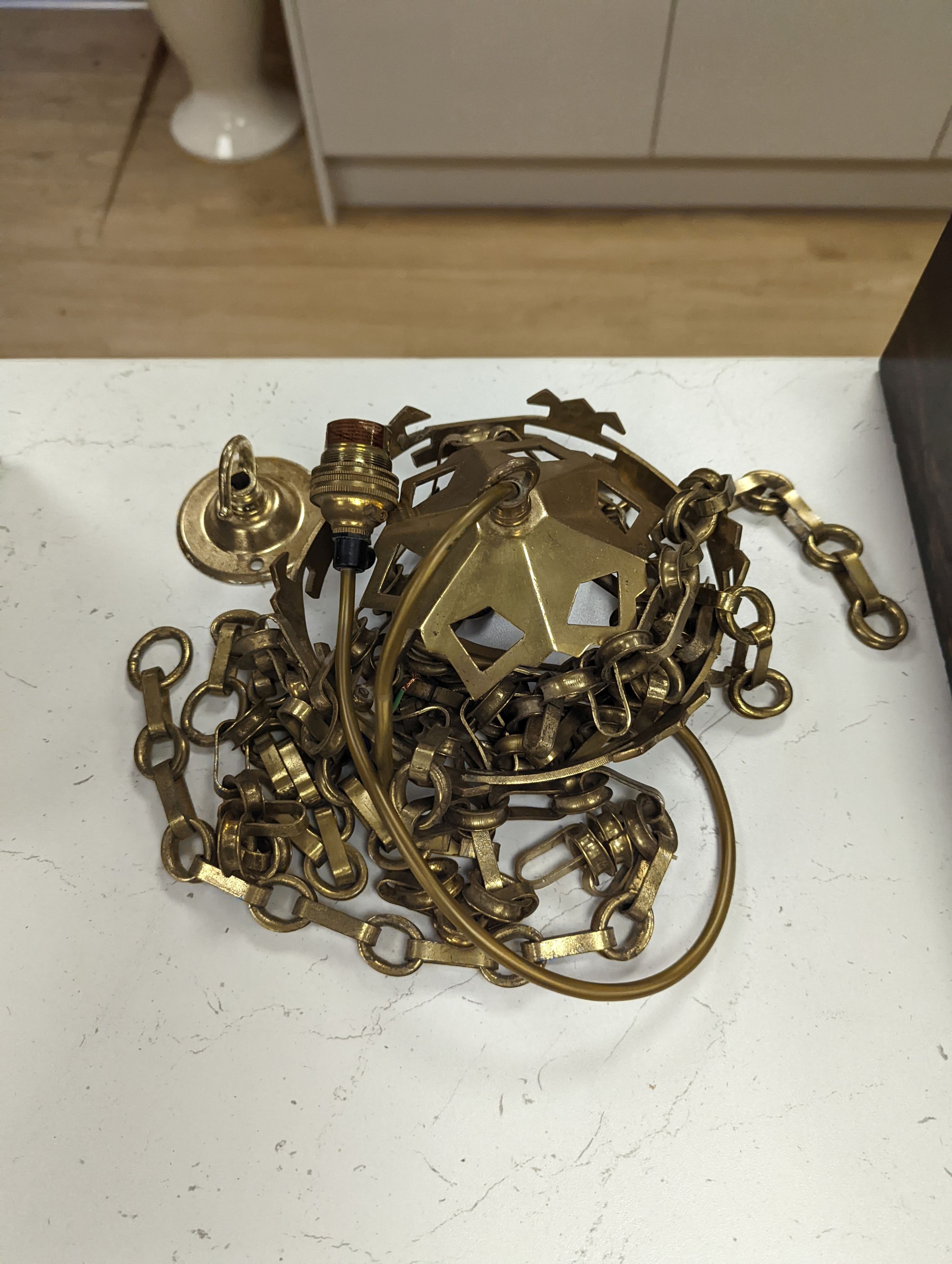 A circular brass and glass plathonier, first half 20th century , 42 cms diameter.